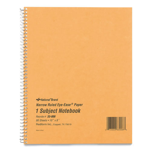 Single-subject Wirebound Notebooks, Narrow Rule, Brown Paperboard Cover, (80) 10 X 8 Sheets