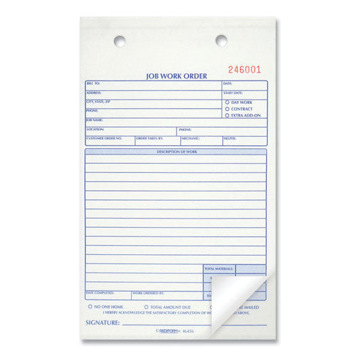 Job Work Order Book, Two-part Carbonless, 5.5 X 8.5, 50 Forms Total