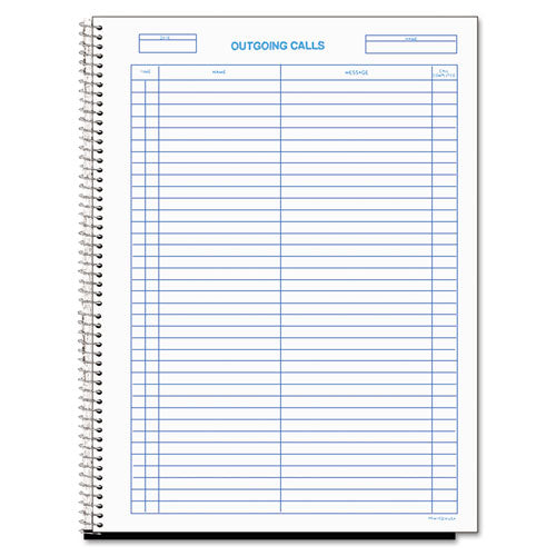 Wirebound Call Register, One-part (no Copies), 11 X 8.5, 100 Forms Total