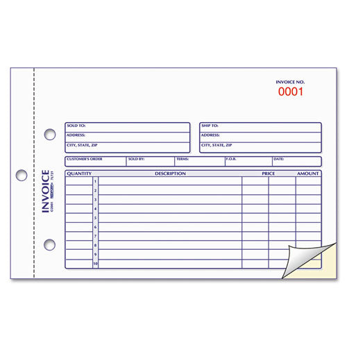 Invoice Book, Two-part Carbonless, 5.5 X 7.88, 50 Forms Total