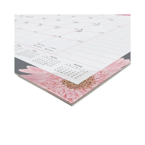 Monthly Desk Pad Calendar, 22 X 17, Pink/white Sheets, Black Binding, 12-month (jan To Dec): 2024