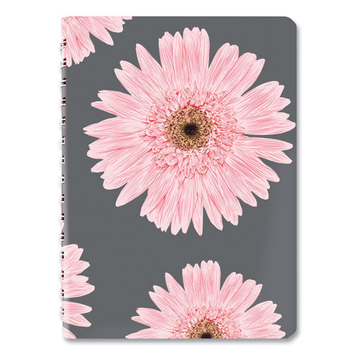 Pink Ribbon Essential Daily Appointment Book, Daisy Artwork, 8 X 5, Navy/gray/pink Cover, 12-month (jan To Dec): 2024