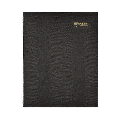 Coilpro Weekly Appointment Book In Columnar Format, 11 X 8.5, Black Lizard-look Cover, 12-month (jan To Dec): 2024