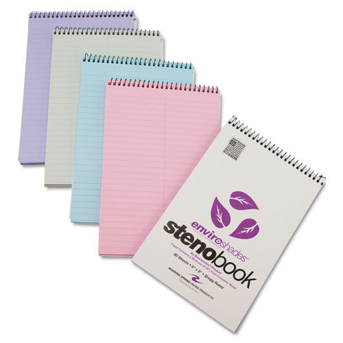 Enviroshades Steno Notepad, Gregg Rule, White Cover, 80 Orchid 6 X 9 Sheets, 4/pack