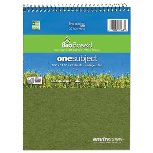 Environotes Biobased Notebook, 1-subject, Medium/college Rule, Randomly Assorted Earthtone Cover, (70) 11 X 8.5 Sheets