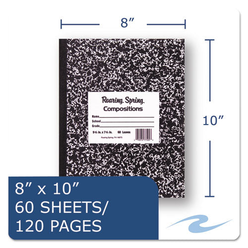 Marble Cover Composition Book, Wide/legal Rule, Black Marble Cover, (60) 10 X 8 Sheets