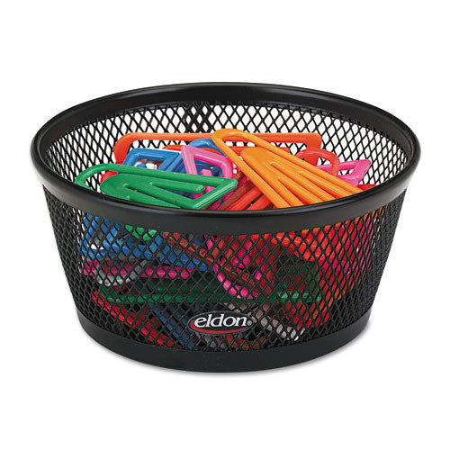Mesh Jumbo Nestable Paper Clip Dish, Wire Mesh, 4.3" Diameter X 2"h,  Black