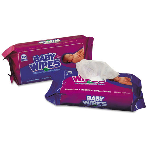 Baby Wipes Tub, Unscented, White, 80/tub, 12 Tubs/carton