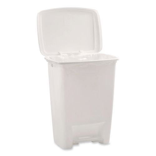 Step-on Waste Can, 8.25 Gal, Plastic, White