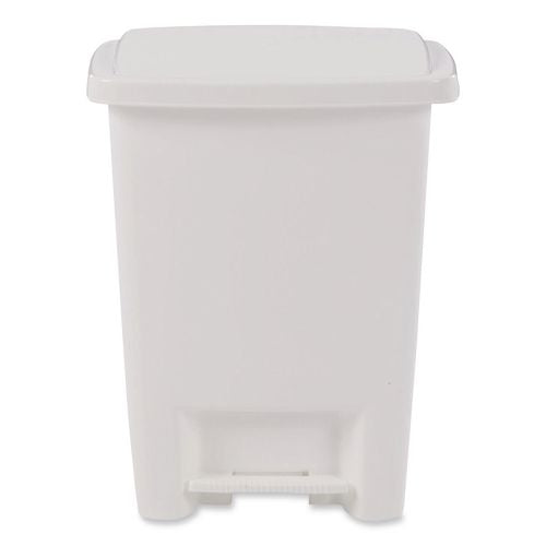 Step-on Waste Can, 8.25 Gal, Plastic, White