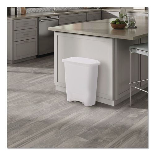 Step-on Waste Can, 8.25 Gal, Plastic, White