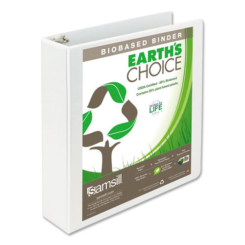 Earth's Choice Plant-based D-ring View Binder, 3 Rings, 2" Capacity, 11 X 8.5, White