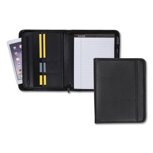 Professional Zippered Pad Holder, Pockets/slots, Writing Pad, Black