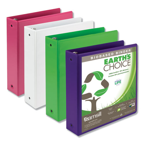 Earth's Choice Plant-based Economy Round Ring View Binders, 3 Rings, 1.5" Capacity, 11 X 8.5, Lime, 2/pack