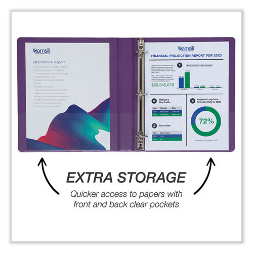 Durable D-ring View Binders, 3 Rings, 1" Capacity, 11 X 8.5, Blueberry/blue Coconut/dragonfruit/purple, 4/pack