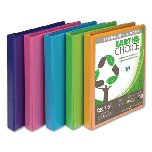 Earth’s Choice Plant-based Durable Fashion View Binder, 3 Rings, 1" Capacity, 11 X 8.5, Lime, 2/pack