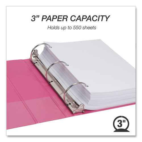 Earth's Choice Plant-based Economy Round Ring View Binders, 3 Rings, 3" Capacity, 11 X 8.5, Pink, 2/pack