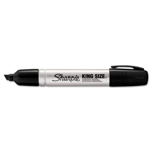 King Size Permanent Marker, Broad Chisel Tip, Black, Dozen