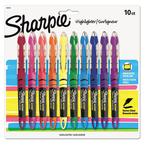 Liquid Pen Style Highlighters, Fluorescent Yellow Ink, Chisel Tip, Yellow/black/clear Barrel, Dozen