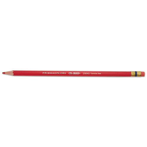 Col-erase Pencil With Eraser, 0.7 Mm, 2b (#1), Carmine Red Lead, Carmine Red Barrel, Dozen