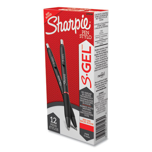 S-gel High-performance Gel Pen, Retractable, Fine 0.5 Mm, Red Ink, Black Barrel, Dozen