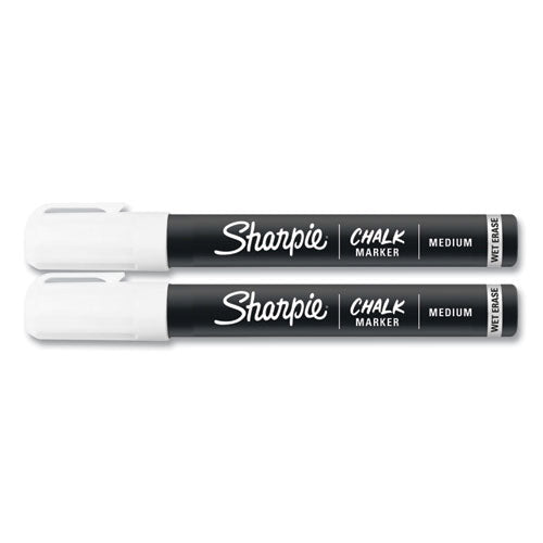 Wet-erase Chalk Marker, Medium Bullet Tip, White, 2/pack