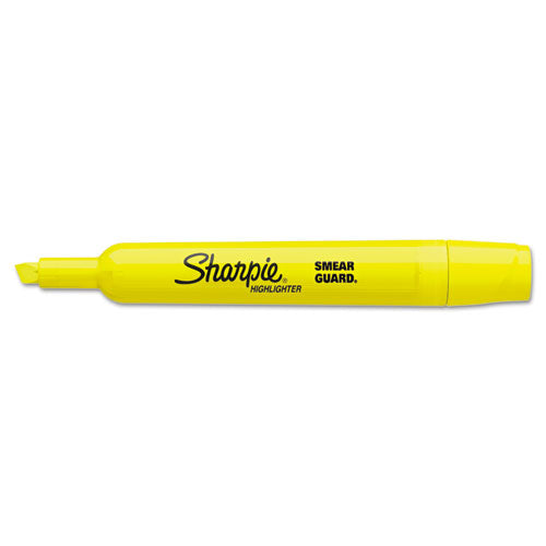 Tank Style Highlighters, Yellow Ink, Chisel Tip, Yellow Barrel, Dozen