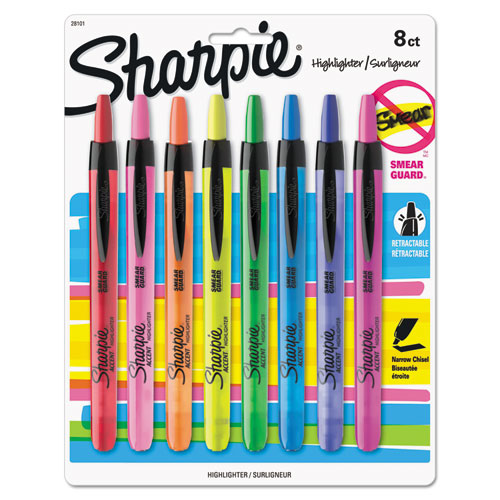 Retractable Highlighters, Fluorescent Yellow Ink, Chisel Tip, Yellow/black Barrel, Dozen