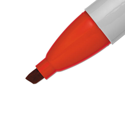 Chisel Tip Permanent Marker, Medium Chisel Tip, Red, Dozen