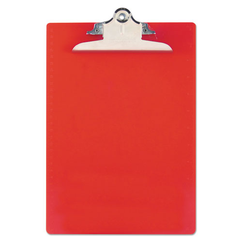 Recycled Plastic Clipboard With Ruler Edge, 1" Clip Capacity, Holds 8.5 X 11 Sheets, Red