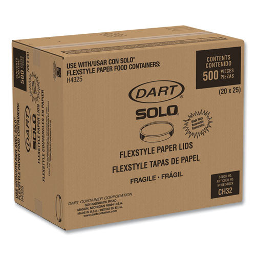 Flexstyle Double Sided Poly (dsp) Paper Lid, For 32 Oz Food Containers, 4.6" Diameter X 0.7" H, White, Plastic, 500/carton