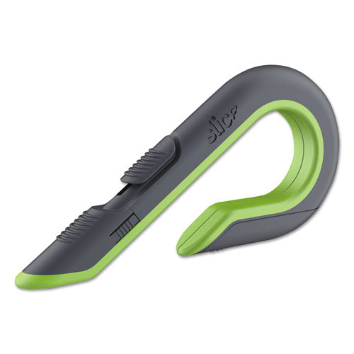 Box Cutters, Double Sided, Replaceable, 1.29" Stainless Steel Blade, 7" Nylon Handle, Gray/green