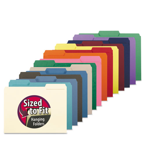Interior File Folders, 1/3-cut Tabs: Assorted, Letter Size, 0.75" Expansion, Assorted Colors, 100/box