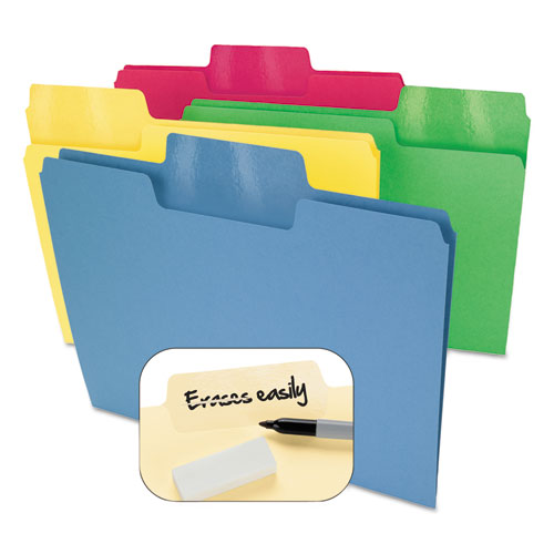 Erasable Supertab File Folders, 1/3-cut Tabs: Assorted, Letter Size, 0.75" Expansion, Manila, 24/pack