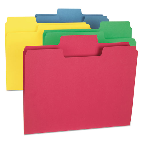 Supertab Colored File Folders, 1/3-cut Tabs: Assorted, Letter Size, 0.75" Expansion, 11-pt Stock, Assorted Colors, 24/pack