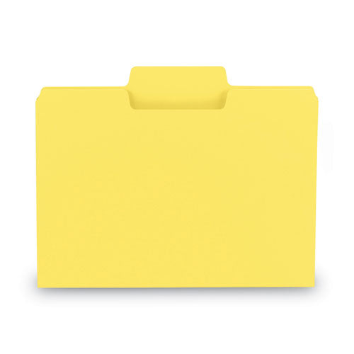 Supertab Colored File Folders, 1/3-cut Tabs: Assorted, Letter Size, 0.75" Expansion, 11-pt Stock, Yellow, 100/box