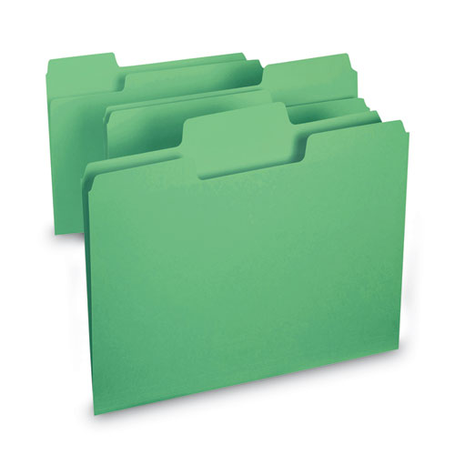 Supertab Colored File Folders, 1/3-cut Tabs: Assorted, Letter Size, 0.75" Expansion, 11-pt Stock, Green, 100/box