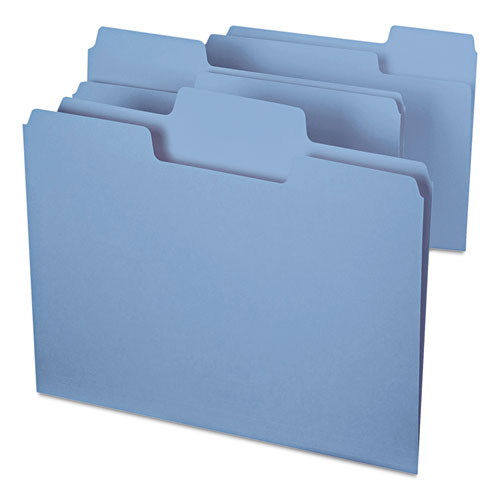Supertab Colored File Folders, 1/3-cut Tabs: Assorted, Letter Size, 0.75" Expansion, 11-pt Stock, Blue, 100/box