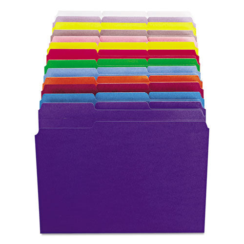 Reinforced Top Tab Colored File Folders, 1/3-cut Tabs: Assorted, Letter Size, 0.75" Expansion, Purple, 100/box