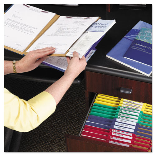 6-section Pressboard Top Tab Pocket Classification Folders, 6 Safeshield Fasteners, 2 Dividers, Letter Size, Dark Blue, 10/bx