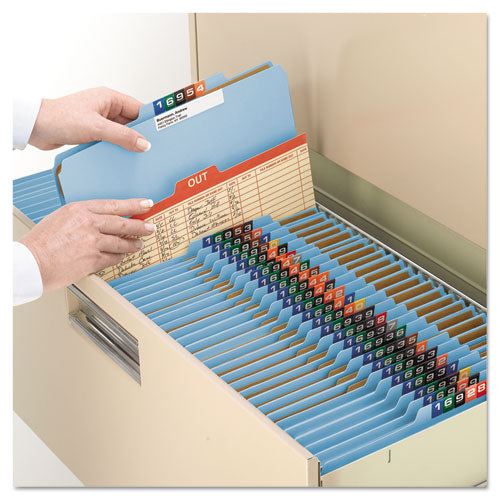 Pressboard Top Tab Classification Folders, Eight Safeshield Fasteners, 3" Expansion, 3 Dividers, Letter Size, Blue, 10/box