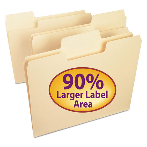 Supertab Top Tab File Folders, 1/3-cut Tabs: Assorted, Legal Size, 0.75" Expansion, 11-pt Manila, 100/box