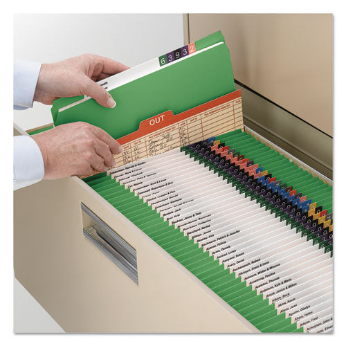 Reinforced Top Tab Colored File Folders, Straight Tabs, Legal Size, 0.75" Expansion, Green, 100/box