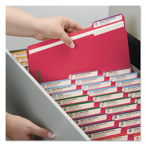 Top Tab Colored Fastener Folders, 0.75" Expansion, 2 Fasteners, Legal Size, Red Exterior, 50/box