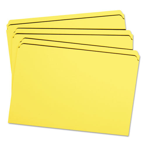 Reinforced Top Tab Colored File Folders, Straight Tabs, Legal Size, 0.75" Expansion, Yellow, 100/box