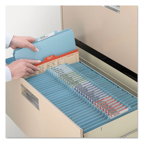 6-section Pressboard Top Tab Pocket Classification Folders, 6 Safeshield Fasteners, 2 Dividers, Legal Size, Blue, 10/box