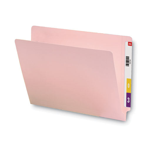 Shelf-master Reinforced End Tab Colored Folders, Straight Tabs, Letter Size, 0.75" Expansion, Pink, 100/box