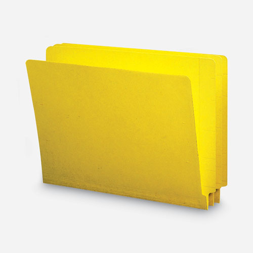 Shelf-master Reinforced End Tab Colored Folders, Straight Tabs, Letter Size, 0.75" Expansion, Yellow, 100/box