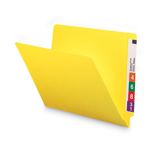 Shelf-master Reinforced End Tab Colored Folders, Straight Tabs, Letter Size, 0.75" Expansion, Yellow, 100/box
