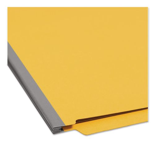 End Tab Pressboard Classification Folders, Six Safeshield Fasteners, 2" Expansion, 2 Dividers, Legal Size, Yellow, 10/box